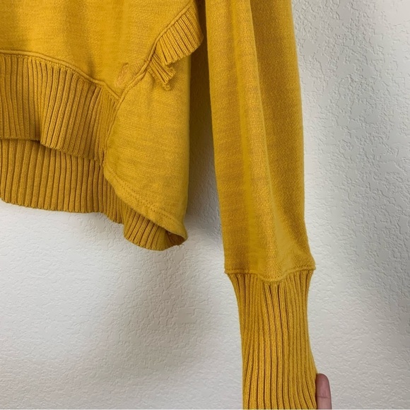 Free people movement Womens yellow honey dove pull over hooded sweater L - Picture 10 of 10